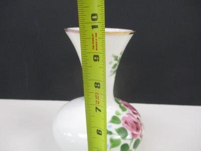 Vintage Fenton Style Hand Painted Milk Glass Vase #1