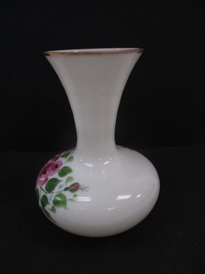 Vintage Fenton Style Hand Painted Milk Glass Vase #1