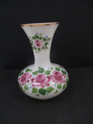 Vintage Fenton Style Hand Painted Milk Glass Vase #2