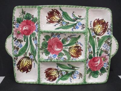 Vintage Italian Hand Painted Vegetable Platter Flower Design