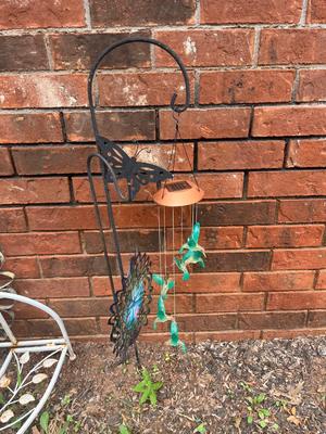 Sale Photo Thumbnail #190: 2 small Shepard's hooks with hanging décor - not all the hummingbirds light up but still cute