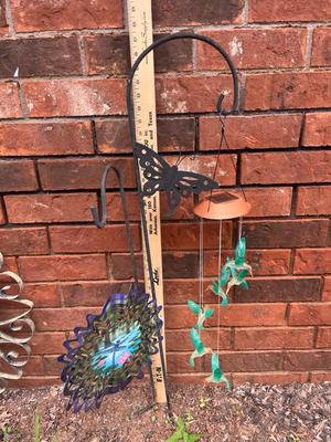 Sale Photo Thumbnail #191: 2 small Shepard's hooks with hanging décor - not all the hummingbirds light up but still cute