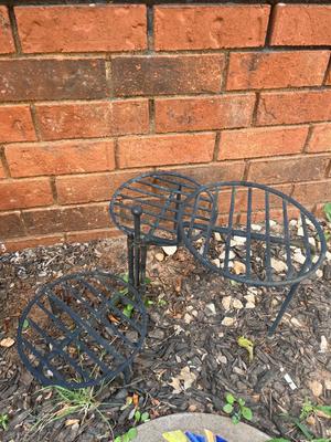 Sale Photo Thumbnail #196: Black iron 3 tier plant stand