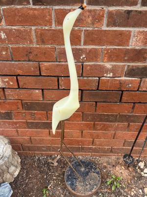 Sale Photo Thumbnail #215: Crane made out of some kind of stone on heavy iron stand - see pics for size