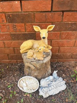 Sale Photo Thumbnail #222: Concrete stump (that's been around a while) and some cool yard friends