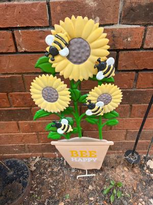 Sale Photo Thumbnail #236: Bee happy metal yard sign