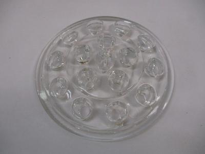 Vintage Clear Glass Flower Frog Floral Stem Holder 16 Holes 5" Diameter Domed