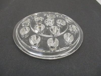 Vintage Clear Glass Flower Frog Floral Stem Holder 16 Holes 5" Diameter Domed