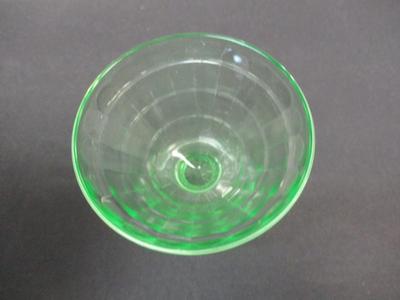 Vintage Green Uranium Glass Sherbet Dessert Cup Ribbed Block