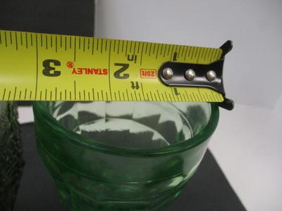 Colonial Block Optic Uranium Glass By Hazel Atlas & Indiana Glass Harvest Grape Square Pedestal