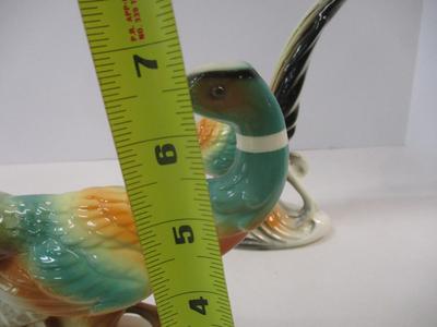 Vintage Napcoware Mallard Duck Planter & Mid Century Royal Copley Pottery Pheasant Statues 1950's