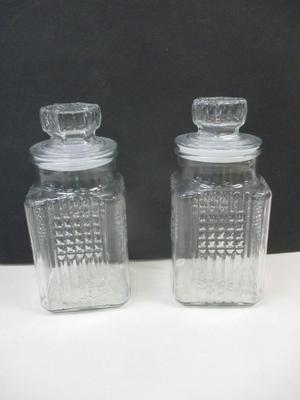 Vintage Koeze's Apothecary Clear Glass Jar Kitchen Canisters w/ Sealing Lid 1986