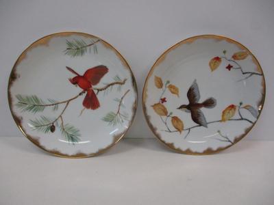 Antique Lefton Hand Painted Japan Cardinal & Thrush Plates
