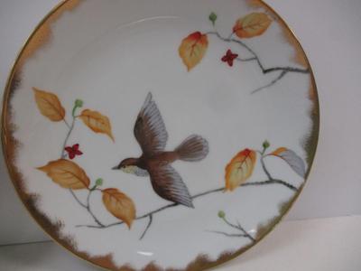 Antique Lefton Hand Painted Japan Cardinal & Thrush Plates