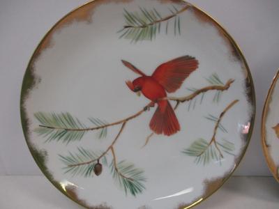 Antique Lefton Hand Painted Japan Cardinal & Thrush Plates
