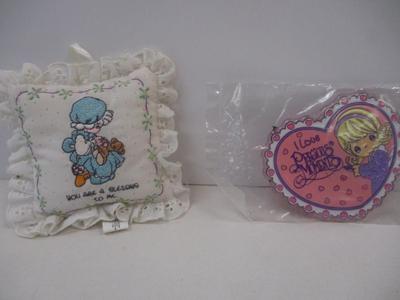 Precious Moments Pillow Magnets & Picture Frame & Santa Brooch