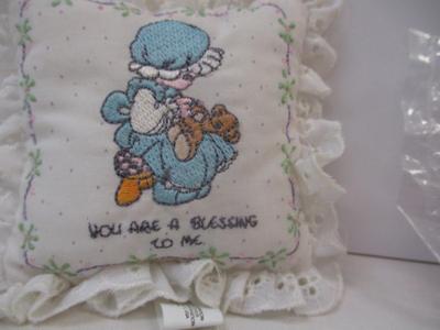 Precious Moments Pillow Magnets & Picture Frame & Santa Brooch