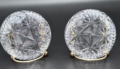 Pair Cut Glass Nut Bon Bon Dishes