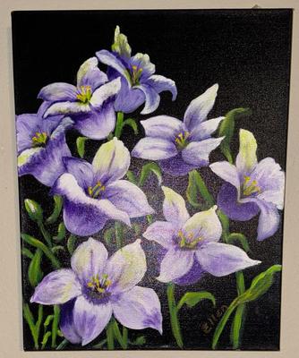 Purple Bell Flower Acrylic on Canvas