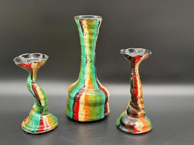 3 Piece Lot - Hand Forged Signed Art Pottery