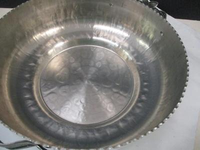 Vintage Silver Hammered Bowl & 3D Lid Crimped Edges Tulip Lid & Etched Details - Fire King Glass Divided Serving Bowl