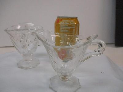 Vintage Heisey Orchid Etched Glass Waverly Line Footed Creamer & Sugar Set