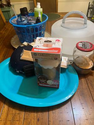 Sale Photo Thumbnail #278: Cake holder, platter, mugs and cups and more