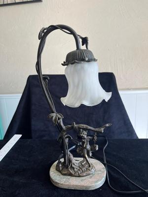 Sale Photo Thumbnail #371: Very nice lamp with swinging iron fairy - does work