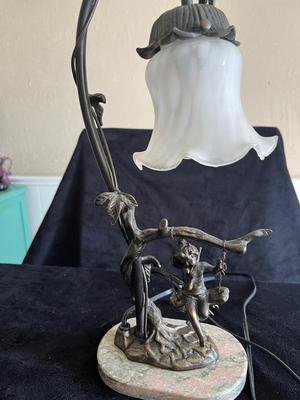 Sale Photo Thumbnail #373: Very nice lamp with swinging iron fairy - does work