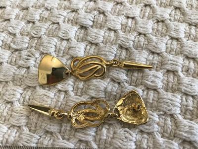 Gold Tone Dangle Drop Earrings