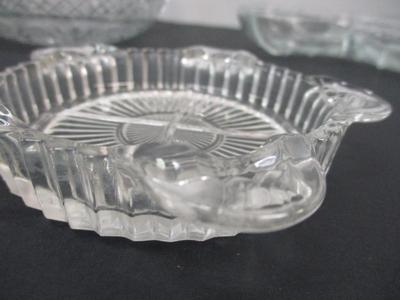Horsemint Nappy Indiana Glass - Grape Design Glass - Dish Hazel Atlas Maple Leaf Shape - Vintage Round Cigarette 5 Slot Ashtray