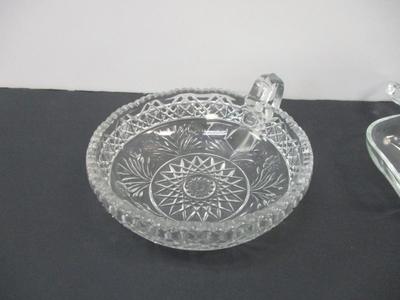 Horsemint Nappy Indiana Glass - Grape Design Glass - Dish Hazel Atlas Maple Leaf Shape - Vintage Round Cigarette 5 Slot Ashtray
