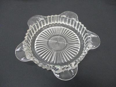 Horsemint Nappy Indiana Glass - Grape Design Glass - Dish Hazel Atlas Maple Leaf Shape - Vintage Round Cigarette 5 Slot Ashtray