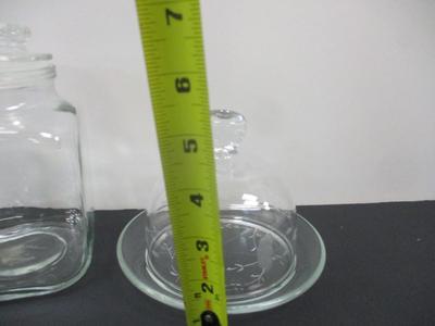 Princess House Covered Butter Dish - Glass Canister & Princess House Plate
