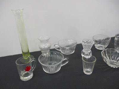Assortment Of Clear Glass - Cups - Bowls - Toothpick Holder #3