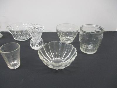 Assortment Of Clear Glass - Cups - Bowls - Toothpick Holder #3