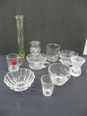 Assortment Of Clear Glass - Cups - Bowls - Toothpick Holder #3