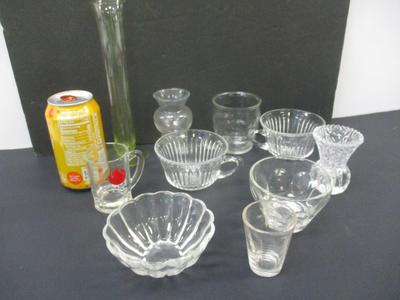 Assortment Of Clear Glass - Cups - Bowls - Toothpick Holder #3