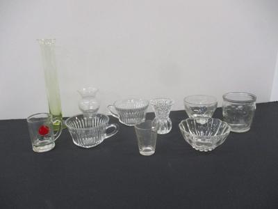 Assortment Of Clear Glass - Cups - Bowls - Toothpick Holder #3