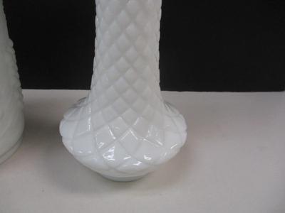 Imperial Glass Pitcher - Vintage Diamond/Quilted Pattern Vase - Footed Urn/Vase