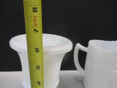 Imperial Glass Pitcher - Vintage Diamond/Quilted Pattern Vase - Footed Urn/Vase