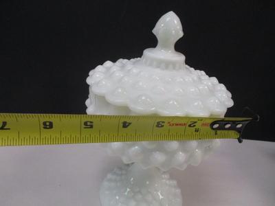 Fenton Lidded Hobnail Candy Nut Dish Dish Milk Glass - Avon Trinket Dish - Vintage Westmoreland Hobnail Candy Dish