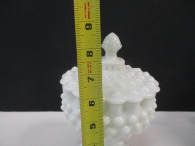 Fenton Lidded Hobnail Candy Nut Dish Dish Milk Glass - Avon Trinket Dish - Vintage Westmoreland Hobnail Candy Dish