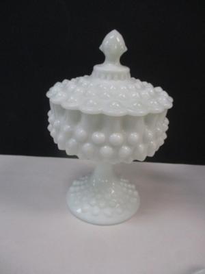 Fenton Lidded Hobnail Candy Nut Dish Dish Milk Glass - Avon Trinket Dish - Vintage Westmoreland Hobnail Candy Dish