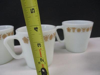 4 Vintage Corelle Pyrex Butterfly Gold Mugs D Handle Tea Coffee Cup Set