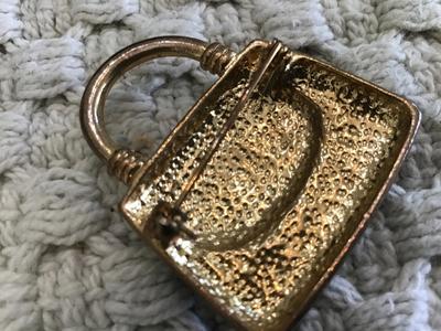Purple Enamel Purse pin