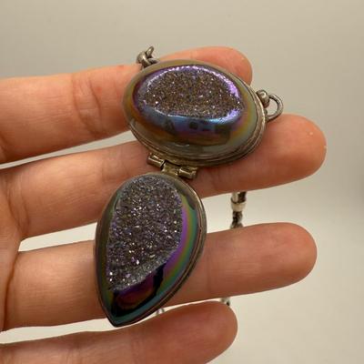 Druzy Pendant Sterling Necklace (ST-HS)