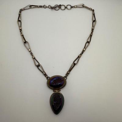 Druzy Pendant Sterling Necklace (ST-HS)