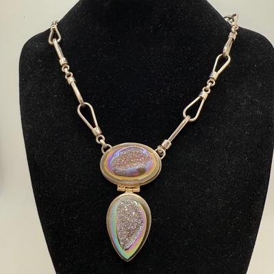 Druzy Pendant Sterling Necklace (ST-HS)