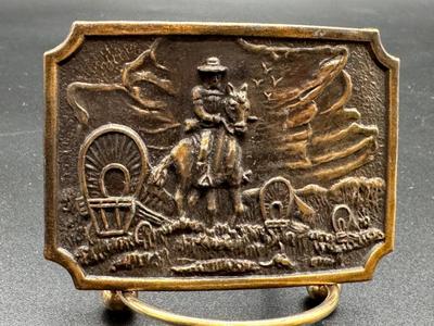 Large Vintage/Antique Brass Belt Buckle Western